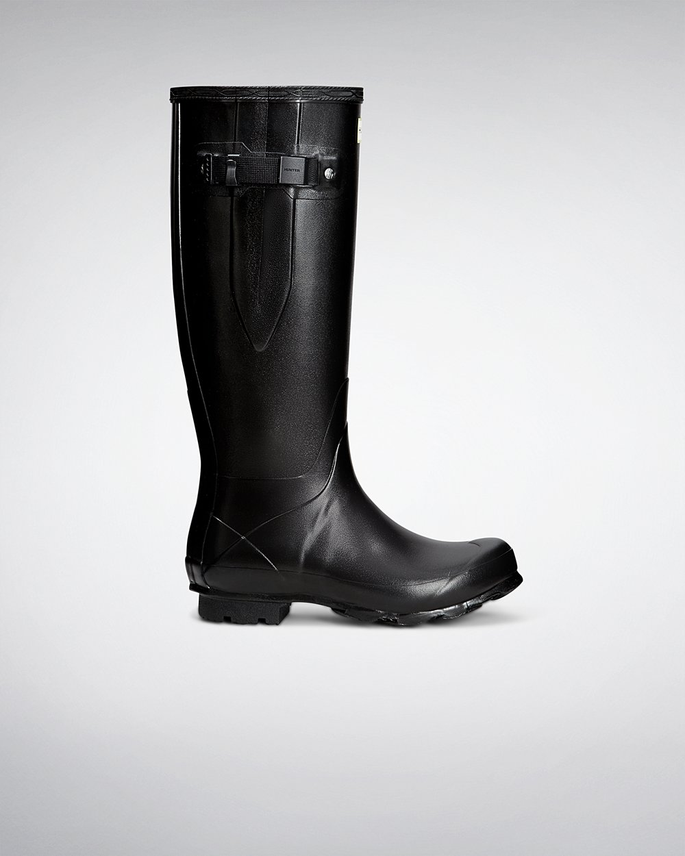 Womens Tall Rain Boots - Hunter Norris Field Side Adjustable (83FBEUDIV) - Black